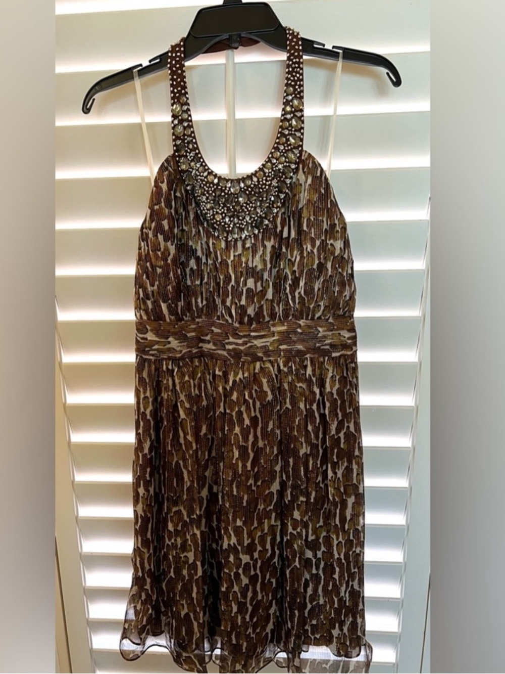 NWT Vintage ECI Leopard Animal Print Jeweled Halter Cocktail Dress Size 1